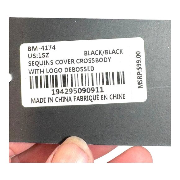 Badgley Mischka Vegan Leather Black Sequin Crossbody Bag Chain Strap Glam NWT - Picture 14 of 14